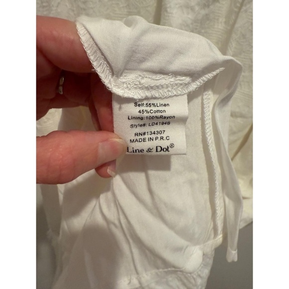 Line and Dot Maxi Dress Womens Size S White Tiered Fringe Bohemian Chic EUC - Picture 8 of 12